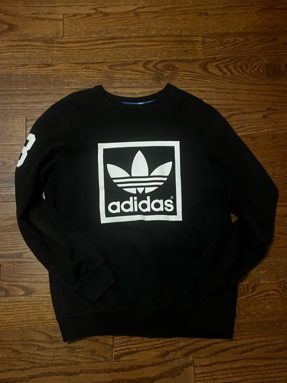 adidas Black Crewneck Sweatshirt with White Trefoil Logo